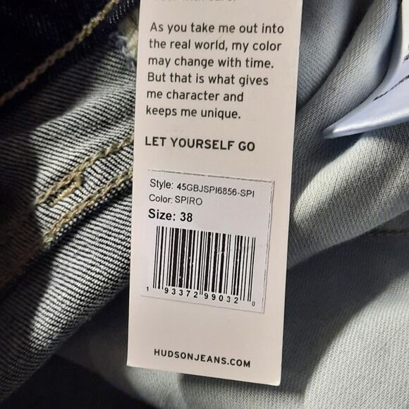 Hudson Byron Jeans Men's Size 38 x 32 Blue Dark Wash Denim Slim Straight - Picture 10 of 11